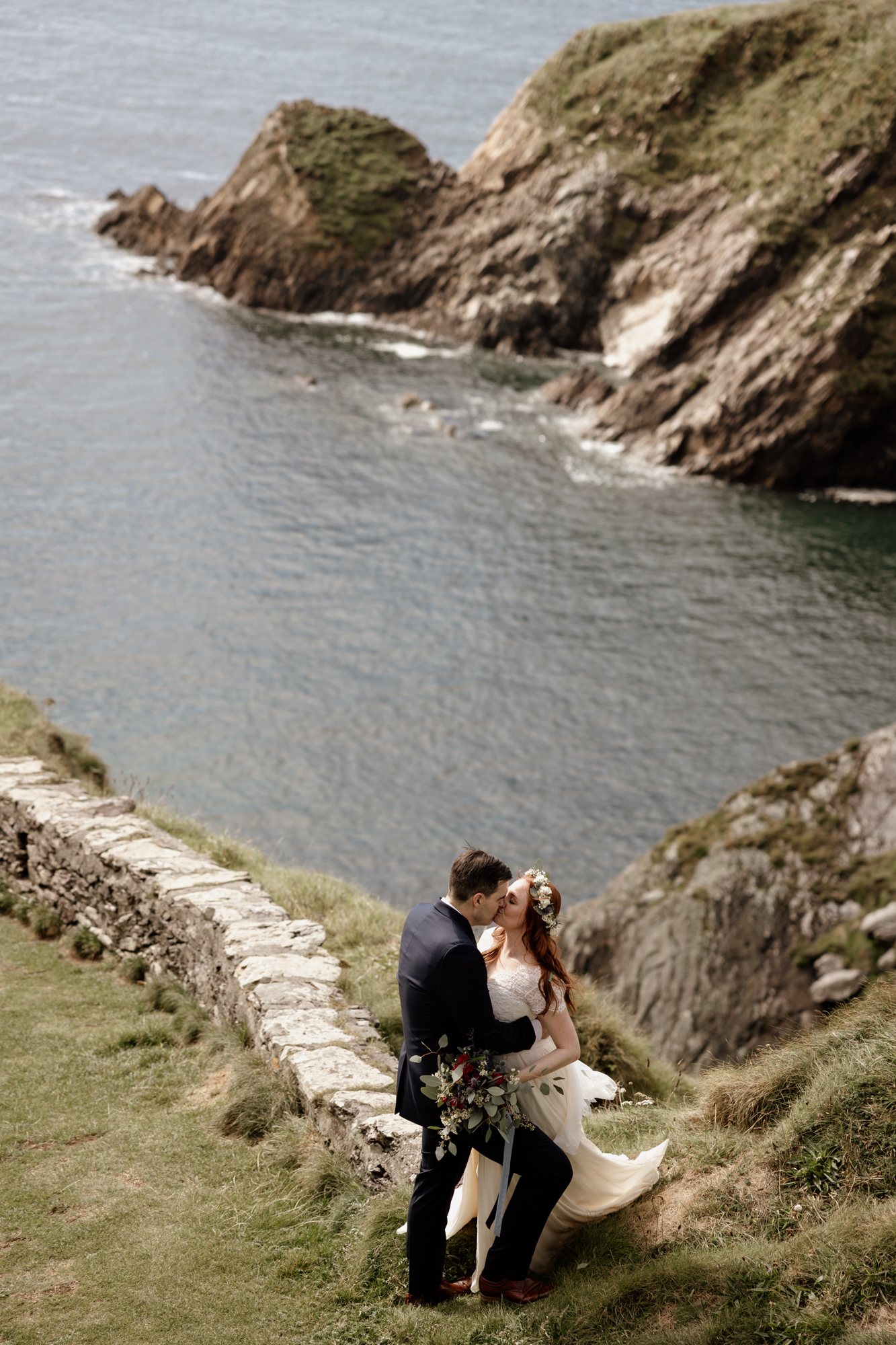 Jill and Bob’s Dunquin Pier Elopement - Cliffside Vows in Dingle 59 01 110